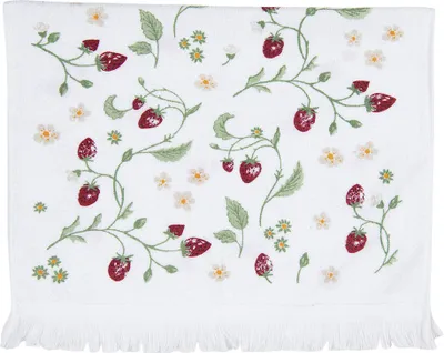 Zdjęcie produktu dla Clayre & Eef Ręcznik gościnny 40x66 cm Biały Czerwony Bawełna Truskawki