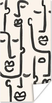 Produktbild von MuchoWow® Poster Muster - Abstrakt - Linienkunst 60x120 cm - Wandschmuck