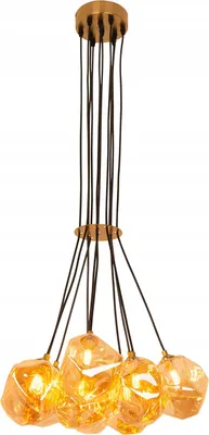 Image de Plafonnier Suspension Lustre pour salon Salle à manger Or 10 boules en verre