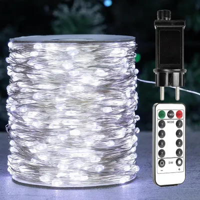 LED-Lichterkette 200 m, 2000 LEDs, kaltweiß, Fernbedienung