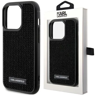 Obrázok produktu pre Puzdro Karl Lagerfeld Rhinestone Logo Kovová doska Do Iphone 15 Pro Max - Čierne