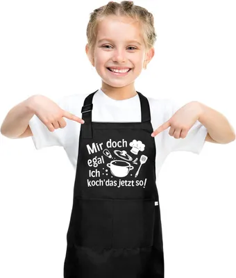 Produktbild von upain Schürze Kinder Mir doch egal so Kochschürze 2 Taschen Mädchen Jungen