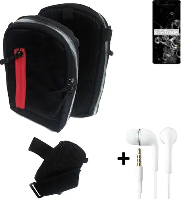 Produktbild von K-S-Trade Outdoor Gürteltasche Holster Umhängetasche + Kopfhörer kompatibel mit Samsung Galaxy S20 Ultra 5G Exynos schwarz Handy Tasche Case