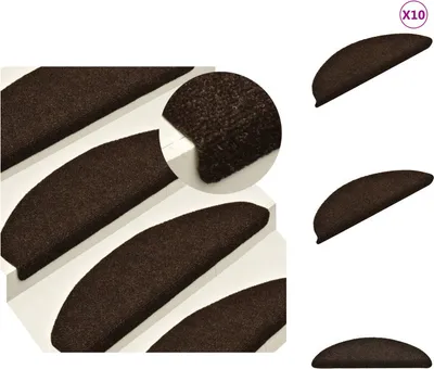 Immagine prodotto di vidaXL Tappetini autoadesivi per scale 10 pz. Marrone 56x17x3cm Tessuto non tessuto agugliato - Tappetini per gradini