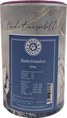 Produktbild von Paul & Paulina Rinderfettpulver getrocknet 200g Ergänzungsfuttermittel für Hunde und Katzen