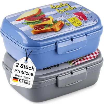 Produktbild von Lunchbox 2er Set Butterbrotdose Brotdose Kunststoff Brotbox Sandwich Dose Box