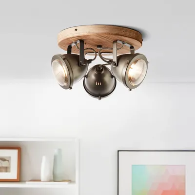 Produktbild von Vintage Spotlampe aus Metall und Holz
