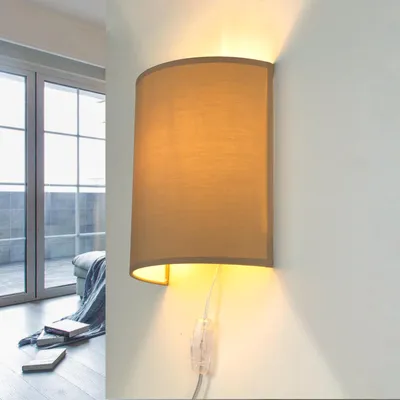 Produktbild von Loft Wandleuchte mit Kabel Anschluss Kaffeebraun elegant Modern Stoff Wandlampe ALICE