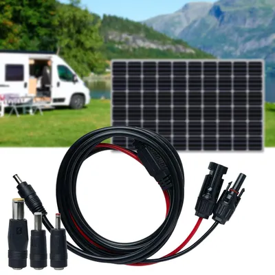 Produktbild von Wetterfestes Solarmodul-Anschlusskabel: MC4-komp. auf DC 5,5x2,1mm, 2m, IP65, sichere & effiziente Verbindung zum Laderegler
