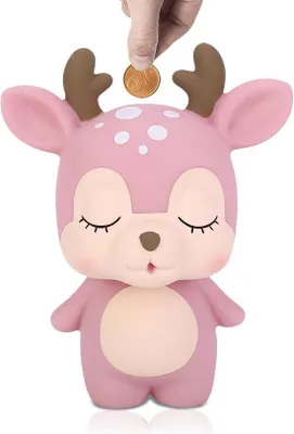 Image de Tirelire rose en vinyle avec des cerfs