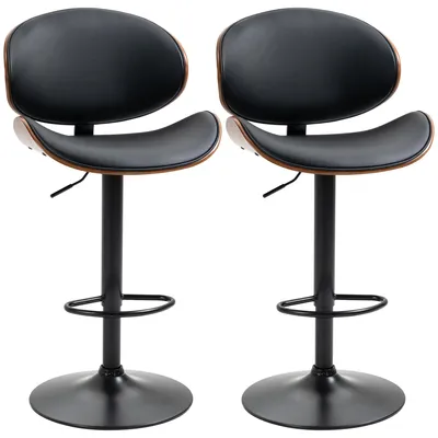 Image de Ensemble de tabourets de bar - Tabourets pivotants à hauteur réglable - Similicuir - Structure en acier - Non rembourrés - À monter - Noir