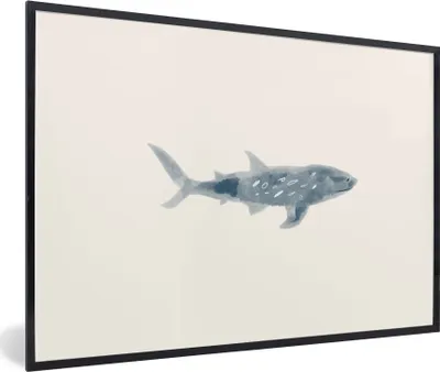 Produktbild von MuchoWow® MuchoWow® Gerahmtes Poster Fisch - Meer - Aquarell 30x20 cm - Poster mit zchwarzem Bilderrahmen - Kunstdruck - Bild-Poster