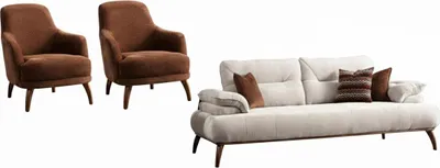 Produktbild von Villa Möbel Sofa Set Almond Grau Stellvariante:3+1+1 Relax- und Bettfunktion, Mikrofaser Webstoff