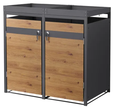 Immagine prodotto di ML-Design cassonetto per rifiuti con tetto a fioriera per 2 cassonetti 240L 132x80x124 cm in acciaio