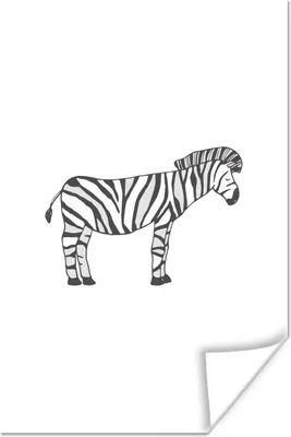 Produktbild von MuchoWow® Poster Zebra - Kinder - Weiß - Jungen - Mädchen 120x180 cm - Kunstposter