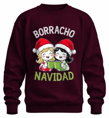 Immagine prodotto di BORRACHO NAVIDAD divertente Natale Festa Regalo Parte Unisex Felpa Pullover, Borgogna, XXL