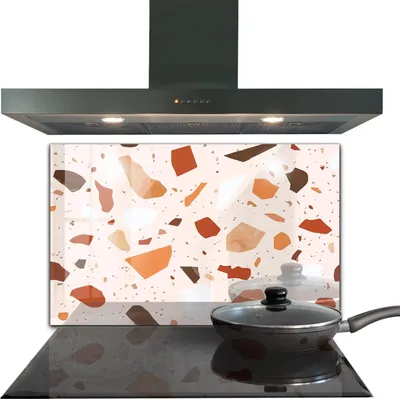 Produktbild von Spritzschutz aus Glas Küchenrückwand - Wandschutz für Herd und Spüle - 100x70 cm - terrazzo Lastryko Stein