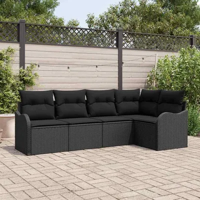Image de Maison Exclusive - Ensemble de canapé de jardin Noir polyrotin