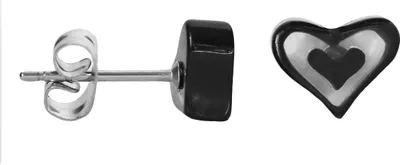 Produktbild von Chirurgenstahl Ohrstecker mit Acryl Herz Farbe - Schwarz