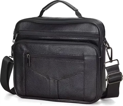 Image de CarryQuest® - Sac bandoulière pour homme, en cuir de vachette, couleur noire