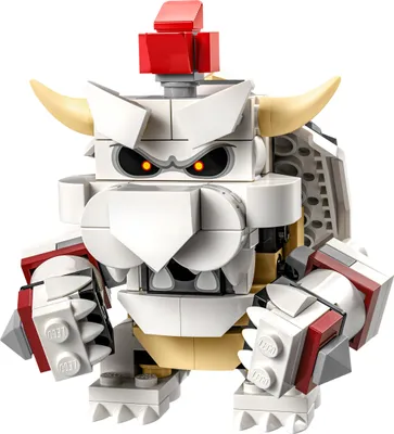 A white LEGO model of Bowser.
