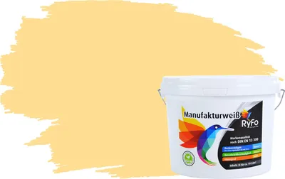 Produktbild von RyFo Colors Bunte Wandfarbe Manufakturweiß Orangegelb 3l - weitere Grau Farbtöne und Größen erhältlich, Deckkraft Klasse 1, Nassabrieb Klasse 1