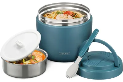 Thermo-Lunchbox 970 ml, Edelstahl, auslaufsicher, hellblau