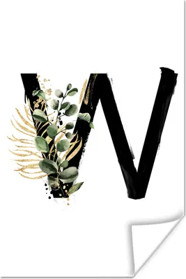 Produktbild von MuchoWow® Poster Blätter - Alphabet - Buchstabe W 40x60 cm - Plakate für die Wand - Poster Babyzimmer