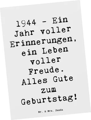 Produktbild von Mr. & Mrs. Panda Grußkarte Spruch 1944 Geburtstag - Weiß - Geschenk, Ansichtskarten, herzliche Glückwünsche, Geburtstagsfeier, Postkarte, Ansichtskarte, Postkarten