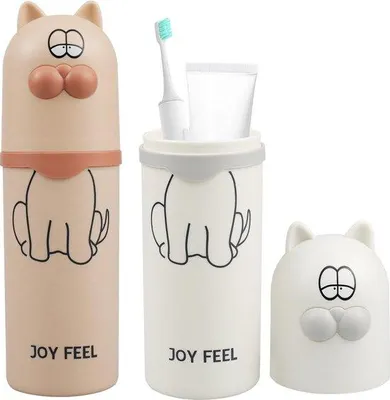Produktbild von Reisebecher für Zahnbürste, weiß oder rosa, kunststoff, kompakt