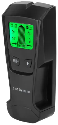 Image de Détecteur mural portable 3 en 1 pour métaux, câbles électriques et montants, avec écran LCD. Noir