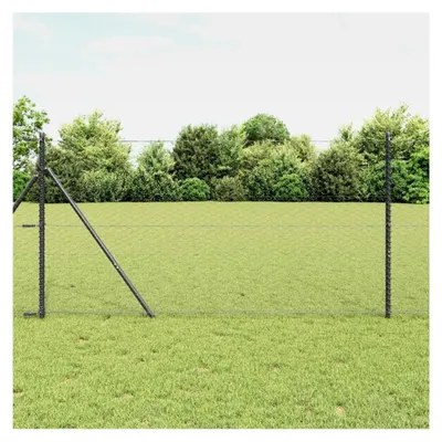 Produktbild von Zaunpfosten Grau 25 x 1,4 m (36 mm Maschen) Stahl und PVC für Gartenzaun, Hundezaun, Weidezaun, Hühnerzaun und Gartennetz mit Bodenbefestigung