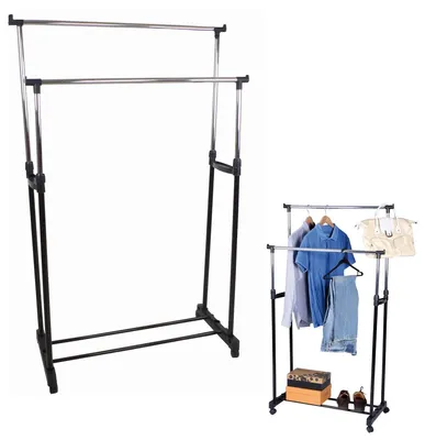 Produktbild von Kleiderständer 86x42x170cm Schuhablage rollbar höhenverstellbar Garderobenständer