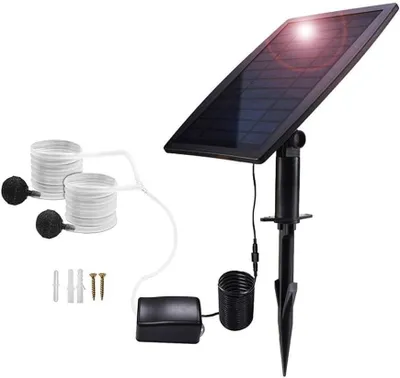 Productafbeelding van Zonne Luchtpomp - Vijver Beluchter - Zuurstof Verrijken - Ingebouwde Batterij - 2.5W Paneel - Blauw Groen