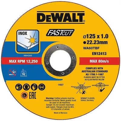 Immagine prodotto di Disco da taglio DT20540 Dim.125x1x22,23mm Inox tipo 41 (piatto(
