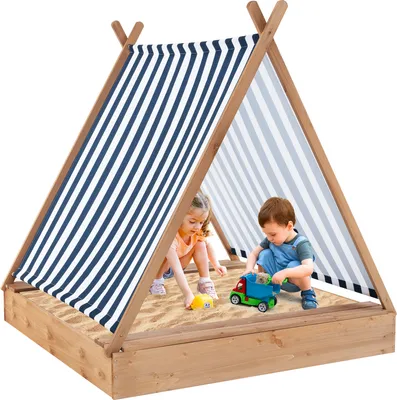 Produktbild von Piaskownica COSTWAY z dachem, piaskownica z 2 ławkami, ochrona UV, piaskownica do ogrodu, 124 x 123 x 134 cm