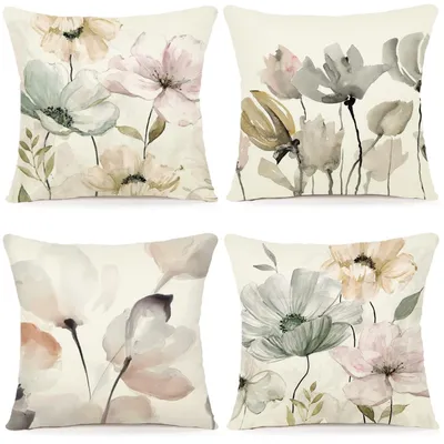 Immagine prodotto di Set di 4 federe decorative con motivo floreale, 60 x 60 cm