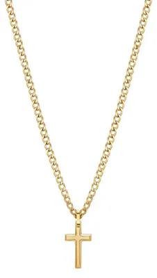 Productafbeelding van Gouden ketting met kruis, model BIK30