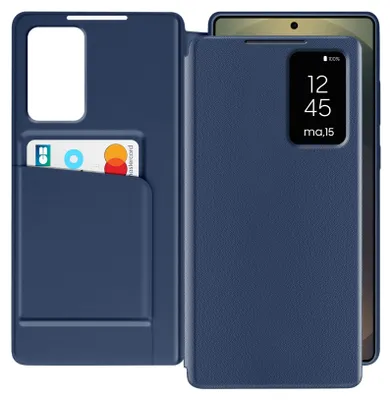 Produktbild von Avizar, Fenster Etui für Samsung Galaxy S25 Ultra mit Klappkartenhalter, Nachtblau