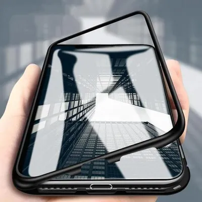 Produktbild von Mobigear GlassGuard Schutzhülle für iPhone 11 Pro – Hartglas-Rückseite – Schwarz / Transparent