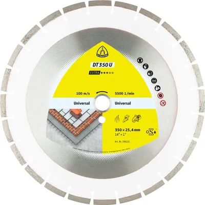 Produktbild von Klingspor DT 350 U Diamanttrennscheiben, 350 x 3 x 25,4 mm 24 Segmente 40 x 3 x 10 mm, Standardverzahnung