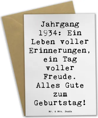 Produktbild von Mr. & Mrs. Panda Beileidskarte Spruch 1934 Geburtstag - Weiß - Geschenk, Grußkarte, Happy Birthday, nostalgische Geschenke, osterkarte, Alter, hochzeitskarten