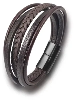 Produktbild von CHPN - Armband-Set - Cooles Armband - Kunstleder - Trendiges Herrenarmband - 5-teilig - Braun - Herrenarmbänder - Kunstleder - Schmuck - Vatertag