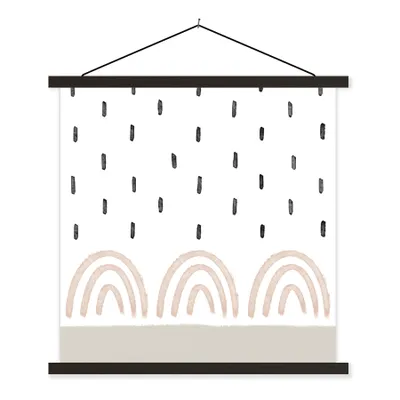 Produktbild von MuchoWow® Textilposter Regenbogen - Pastell - Regen 120x120 cm mit schwarzem Rahmen - Aufhängungsset