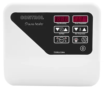 Produktbild von Sauna Temperaturregler - Steuergerät für Saunaofen 3–9 kW - Thermostat 40–105 °C - Timer 2 h - Standardtemperatur 75 °C - Weiß