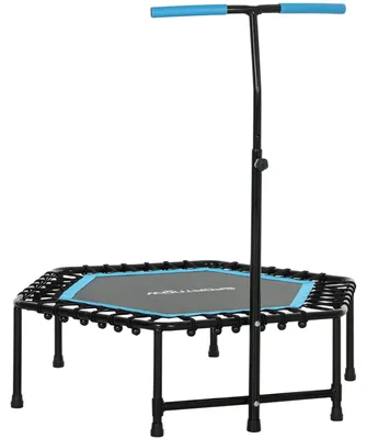Obrázek produktu pro Fitness trampolína s nastavitelnou rukojetí – 3 výškové úrovně – ocelová konstrukce a modrá barva