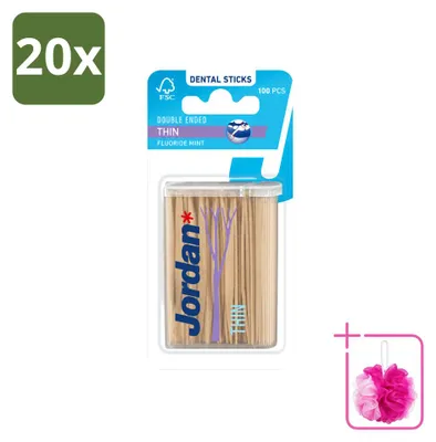 Image de 20 cure-dents Jordan Clean Between Sticks - Cure-dents minces à double extrémité, saveur menthe - Pack économique - 20 pièces