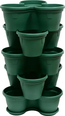 Produktbild von 5x Blumentopf Säulentopf Pflanzturm Hochbeet mit Untersetzer stapelbar Kunststoff