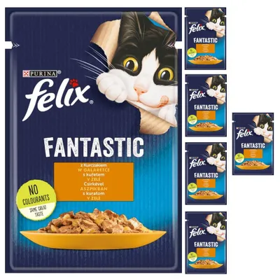Produktbild von Felix Fantastic Futter Für Katzen Huhn In Gelee Beutel 6x85g