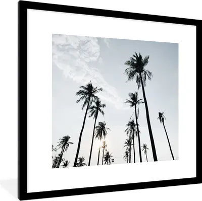 Produktbild von MuchoWow® Gerahmtes Poster Palmen - Sommer - Tropisch 40x40 cm - Poster mit Schwarzem Bilderrahmen Wandposter Rahmen Foto Bilder - Poster - Plakat im Rahmen